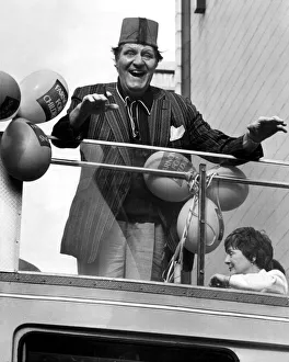00501 Prints: Comedian Tommy Cooper made an opened topped bus trip around the streets of Newcastle