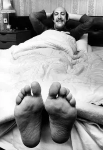 One Mid Adult Man Only Prints: Comic actor, Bernard Bresslaw, 6ft 6in tall was the same lenght as most beds