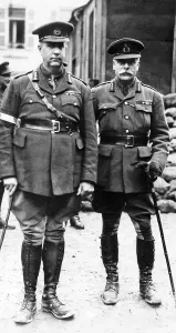 Canadian Prints: Commander-in-Chief Earl Haig (R) visits Canadian troops Circa 1915