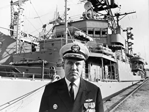 Cleveland Prints: Commander Lloyd H Adams captain of the USS Barry a Sherman Class Destroyer which is