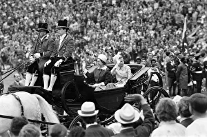 Sporting Prints: The Commonwealth Games. Pictured, Queen Elizabeth II and Princess Anne surrounded by