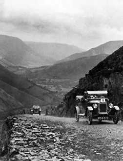 Adventure Prints: Competitor in the 1923 Liverpool Motor Club Reliability Cup seen here ascending one of