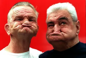 Competitors in the Black country gurning competition held in Dudley