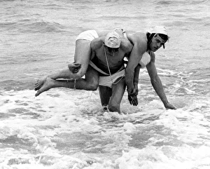 Two Competitors in the heats of the Nation Lifeguard Championship held on the South