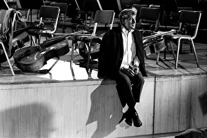 00054 Prints: Composer Leonard Bernstein at Fairfield hall during 1966 rehearsal