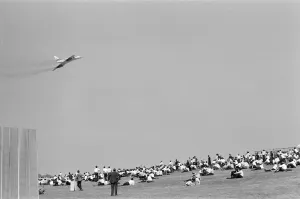 The Concorde makes its first appearance at Farnborough Air Show by flying low over