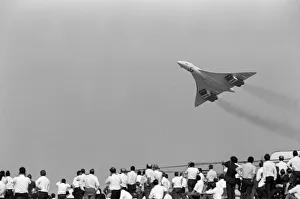 The Concorde makes its first appearance at Farnborough Air Show by flying low over
