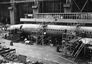 Plane Prints: Concorde supersonic jet being built in Bristol England March 1967