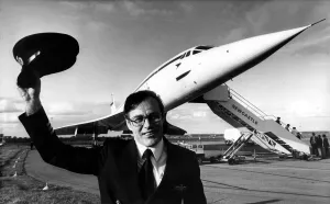 Concorde visits Newcastle Airport 27th August 1982 - Pilot Jock Lowe pictured