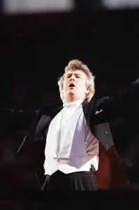 Conductor Owain Arwel Hughes at the Cor World Choir concert at Cardiff Arms Park