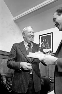 Former Conservative Leader Edward Heath seen here during a presentation to John Cawood
