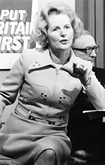 Conservative politician Margaret Thatcher at an Election Press Conference