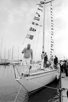 Launching Prints: Former Conservative Prime Minister Edward Heath at launching of a new yacht