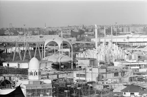Construction continues on the site of the 1964 New York Worlds Fair