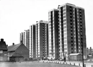 1961 Prints: The construction of the new high rise flats at Shieldfield in Newcastle 17 April 1961