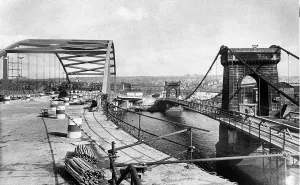Core10 Prints: Construction of the new Scotswood bridge next to the old one. c. 1965