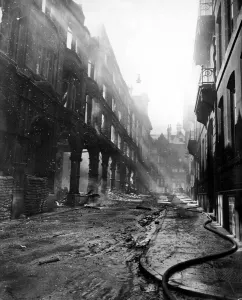 Destroyed Prints: Cook Street Arcade which was attacked by German bombs on the 3rd May 1941