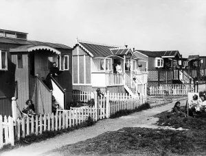 A corner of Fellowship Field, a scene in Moreton Caravan Town, Wirral, Merseyside