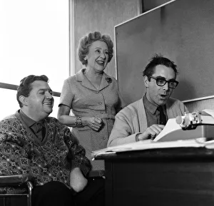 Wheelchair Prints: Coronation Street scriptwriters Harry Driver and Vince Powell with Doris Speed who