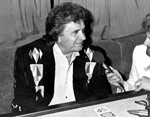 00096 Prints: Country and Western singer Johnny Cash being interviewed before appearing at Bents Park