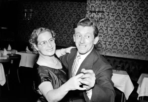 00092 Prints: Couple dancing: Mr. and Mrs. Brown celebrating their wedding anniversary. 1956 A283-001