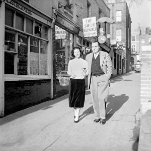 Sunshine Prints: Couple Shopping: Nigel Kneale with his wife Judy Kerr seen here out shopping