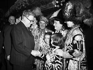 Covent Garden Flower Show 12th June 1951 Herbert Morrison MP seen here meeting