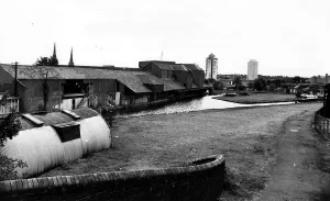 Warehouses Prints: Coventry Canal Basin. Derelict area waiting for redevelopment