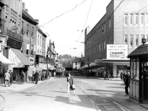 Coventry city centre in 1939... the view northwards from Broadgate down Cross Cheeping