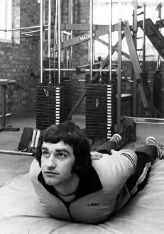 Coventry city FC footballer Larry Lloyd at Ryton training grounds indoor facilities