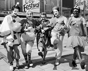 Chains Of Office Prints: Coventry Festival: On with the clowns... Lord Mayor Winnie Lakin with Mary Baxter (left