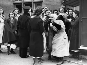 01466 Prints: Coventry hospital nurses enjoy a cup of tea during their break in a voluntary canteen set