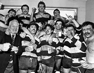 Coventry match secretary Harry Walker punches the air in jubilation as he joins in