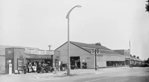 Petrol Station Prints: Coventry Motor Mart petrol station and garage on London Road Coventry. Circa 1953