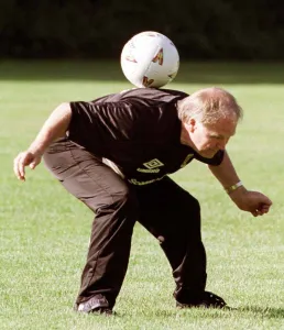 Craig Brown Scotland World Cup Squad training in USA May 1998 manager Craig Brown leans