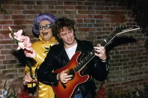 00131 Prints: Craig Mclachlan the actor and singer with the man who plays the part of Dame Edna