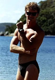 Craig McLachlan actor and singer posing in swimming trunks Dbase A&copy;Mirrorpix