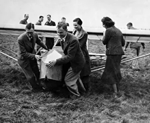 Northumberland Prints: Cramlington Gliding Club members hauling into position a new machine