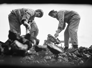 00975 Prints: The crew of The Flying Scotsman re-coaling the engine following her journey from Tyseley