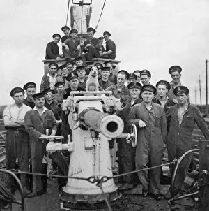 Mascot Prints: The crew of HMS Seadog seen here at their Northern depot 31st July 1944
