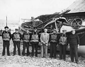 Marine Prints: Crew of Lifeboat Guide of Dunkirk, Cadgwith, Cornwall. 12th June 1947