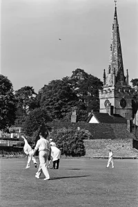 Green Prints: A cricket match takes place in the village of Wombourne in Staffordshire, England