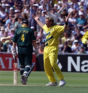 Cricket World Cup June 1999 Shane Warne Australia Celebrates Taking The Wicket Of