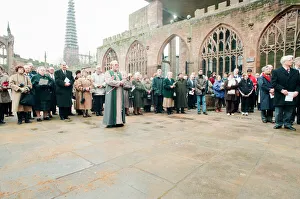 00587 Prints: The Cross and Orb on show at Coventry Cathedral during service of reconciliation