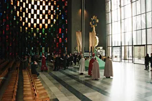 00587 Prints: The Cross and Orb on show at Coventry Cathedral during service of reconciliation