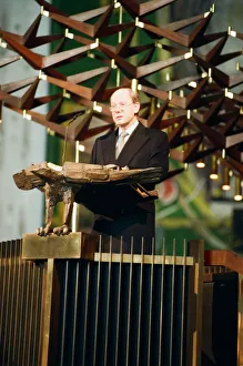 00587 Prints: The Cross and Orb on show at Coventry Cathedral during service of reconciliation