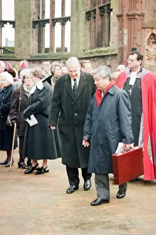 00587 Prints: The Cross and Orb on show at Coventry Cathedral during service of reconciliation