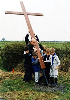 A cross is raised on the site of the new church of St Francis of Assisi at Ingleby