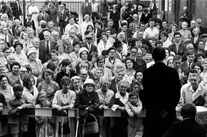 British Empire Prints: A crowd listening to Conservative Prime Minister Alec Douglas-Home at Ongar