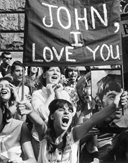 Crowd Scene of fans, pictured ahead of The Beatles concert at the Forest Hills tennis